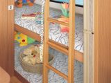 Triple bunks have deep-sprung mattresses