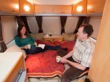 Bed assembles in the usual way, with soft wood slats that slot into place: Practical Caravan's live-in test of the 2009 Elddis Avanté Club 464