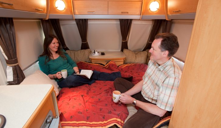 Bed assembles in the usual way, with soft wood slats that slot into place: Practical Caravan's live-in test of the 2009 Elddis Avanté Club 464