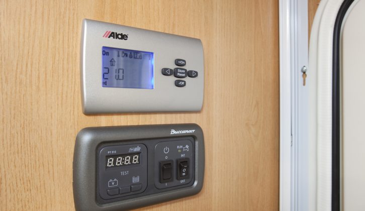 Digital central heating controls are located by door and easy to use in the 2012 Buccaneer Caravel