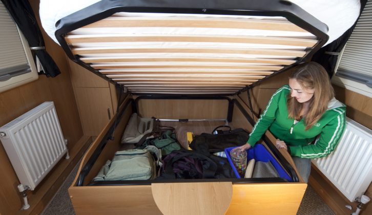 There’s a cavernous storage space under the bed in the 2012 Buccaneer Caravel reviewed by Practical Caravan's experts