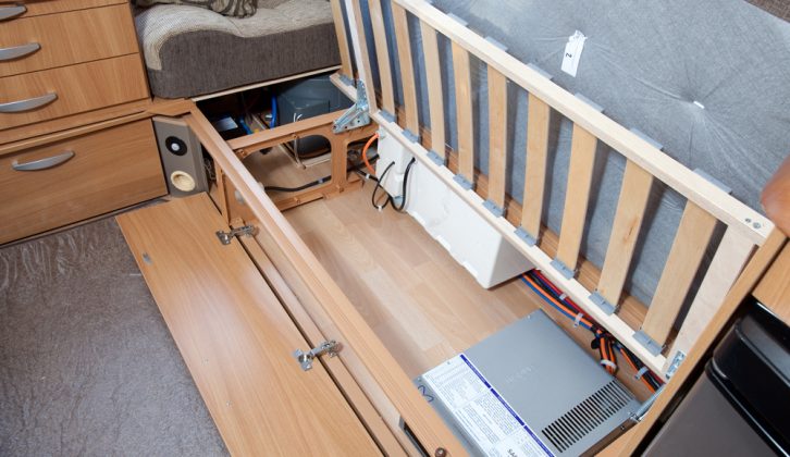 Roomy bed boxes can be accessed from front flaps