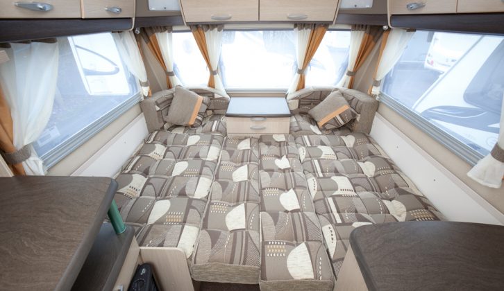 The front lounge makes up into a flat, comfortable double bed, says Practical Caravan's expert review