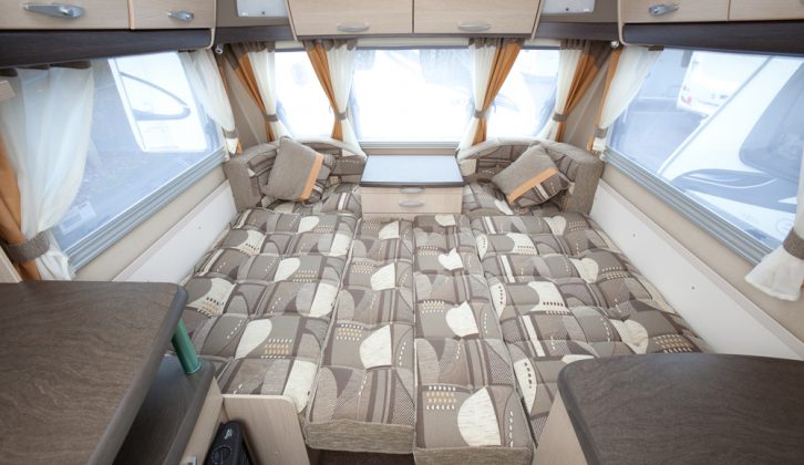 The front lounge makes up into a flat, comfortable double bed, says Practical Caravan's expert review