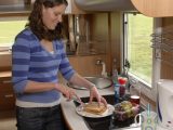 Kitchen has good equipment and work surface in the 2010 Rimor Polaris 530LG reviewed by Practical Caravan