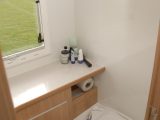 Washroom is compact, with good storage but no separate shower in the 2010 Rimor Polaris 530LG reviewed by Practical Caravan