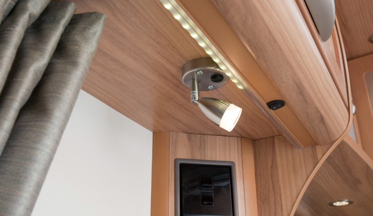 2011 Bailey Unicorn Seville lighting over bed gets the thumbs up from Practical Caravan magazine's expert reviewers