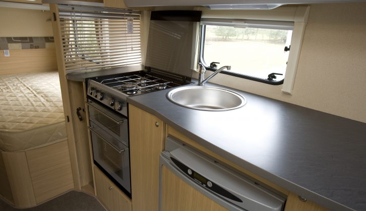 The 2009 Sprite Quattro FB kitchen, reviewed by the experts at Practical Caravan