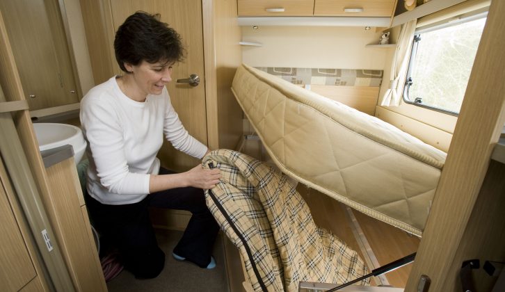 Underbed storage in the 2009 Sprite Quattro FB, reviewed by the experts at Practical Caravan