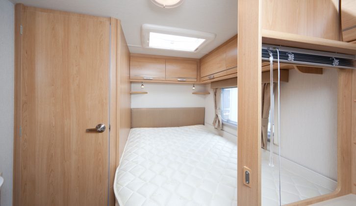 The fixed double bed is a welcome feature in this tourer