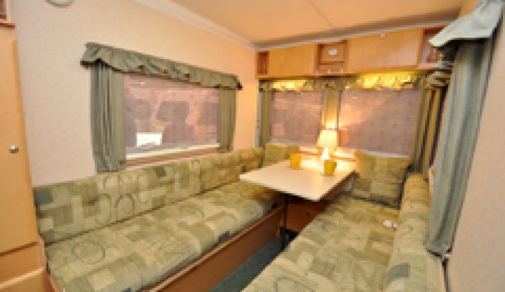 Gobur Carousel Slimline 10/2 has a light, airy interior for a compact folding caravan, and the lounge is good