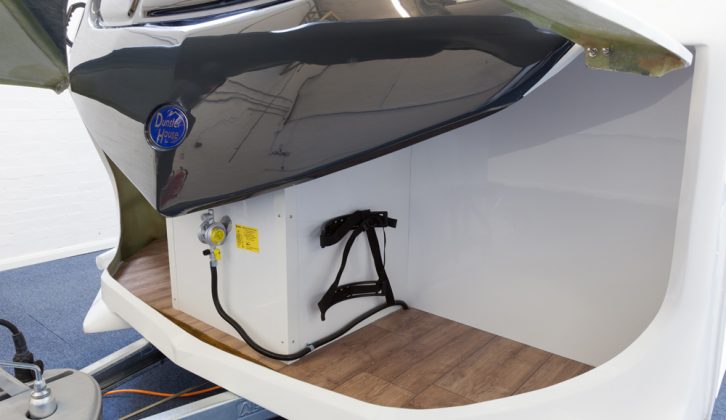 Gas bottles are located at either end of the Tranquility's front locker