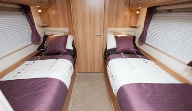 Twin beds in the Bailey Unicorn Cadiz reviewed by the experts at Practical Caravan magazine