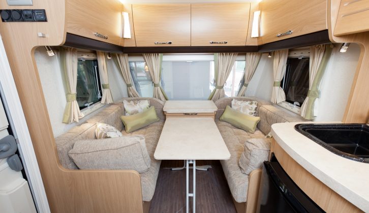 Lounge in the 2012 Elddis Crusader Shamal four-berth caravan reviewed by Practical Caravan's experts