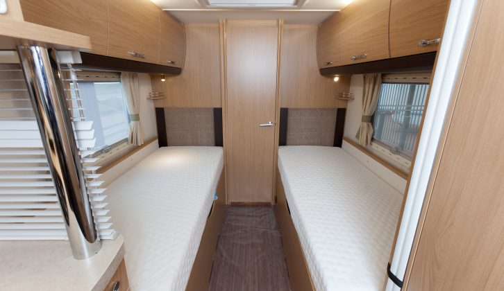 Fixed twin beds in the 2012 Elddis Crusader Shamal four-berth caravan reviewed by Practical Caravan's experts