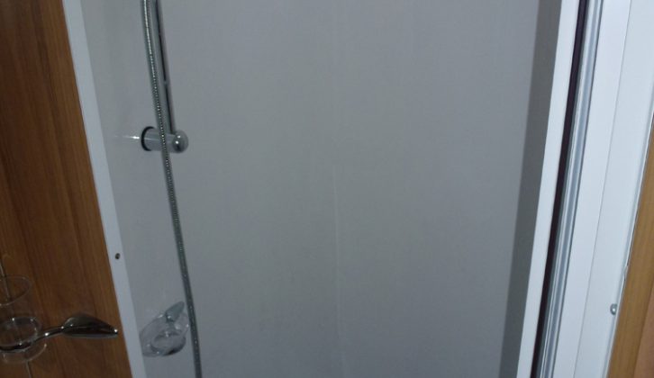 The Pegasus II Rimini's shower cubicle is wide and tall