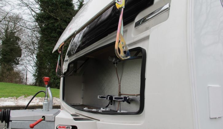 The front locker of the 2013 Lunar Delta RS, reviewed by Practical Caravan