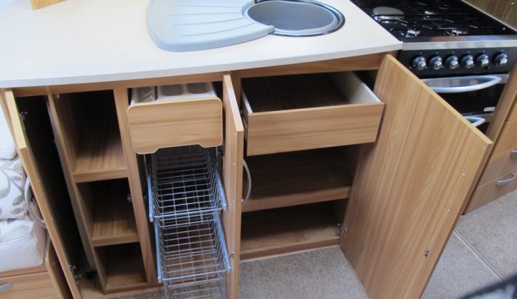 The kitchen of the 2013 Lunar Delta RS, reviewed by Practical Caravan