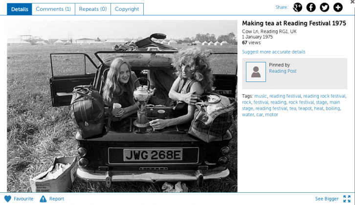 Making tea in the boot of a car at Reading Festival 1975