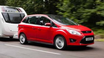 The Ford Grand C-Max tows a Swift Expression 442 in Practical Caravan's expert tow car test