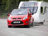 Here the Ford Grand C-Max tugs a Swift Expression 442 in Practical Caravan's tow car test