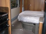 Fixed bed in the 2013 Swift Conqueror 645, reviewed by Practical Caravan