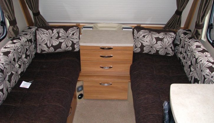 The Sprite Major 4's front lounge, as reviewed by Practical Caravan