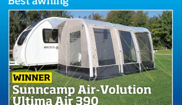 The top awning in Practical Caravan's 2014 awards was the Sunncamp Air-Volution Ultima Air 390