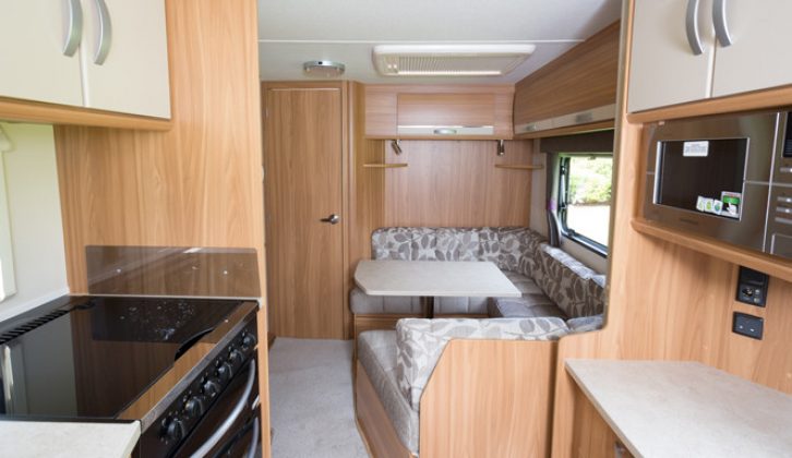 Kitchen and dinette in the Lunar Quasar 564 reviewed by Practical Caravan's experts