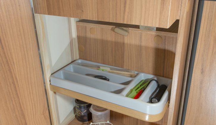 The cupboard under the sink makes room for the offside gas locker
