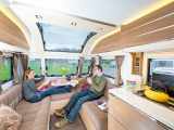 The front lounge of the Adora Seine is flooded with light, thanks to that massive panoramic sunroof