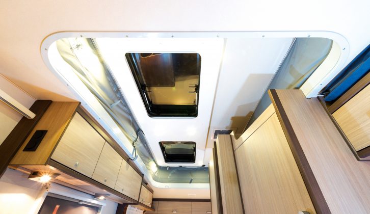 Two rooflights and zipped vents feature in the Dethleffs' pop-up roof