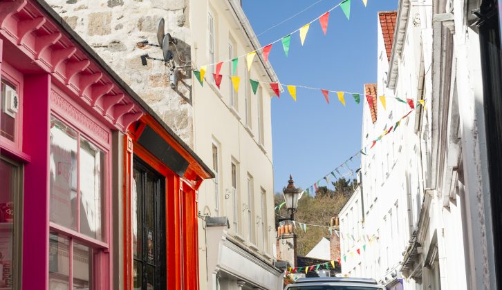 A campervan is a great way to explore the Channel Islands, including narrow roads such as this in St Peter Port