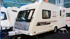 The Elddis Avanté 462 has a silver gas locker door and a stylish outer body shell made using Elddis' SoLiD system