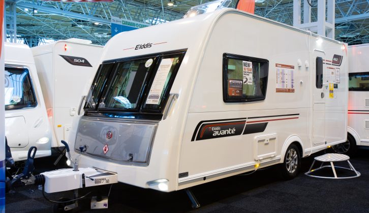 The Elddis Avanté 462 has a silver gas locker door and a stylish outer body shell made using Elddis' SoLiD system