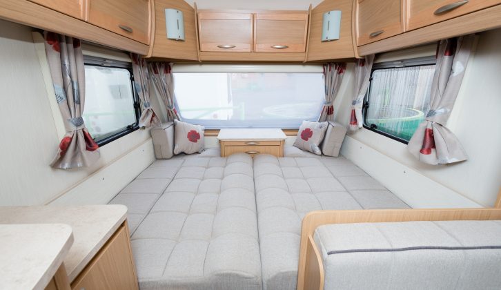 The front double bed in the 2013 Elddis Xplore 505, tested by Practical Caravan, measures 2m x 1.6m