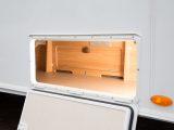 Practical Caravan's reviewers found that you can access the storage space under the Sprite Major 6's fixed bunks via an outdoor hatch