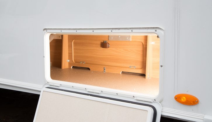Practical Caravan's reviewers found that you can access the storage space under the Sprite Major 6's fixed bunks via an outdoor hatch