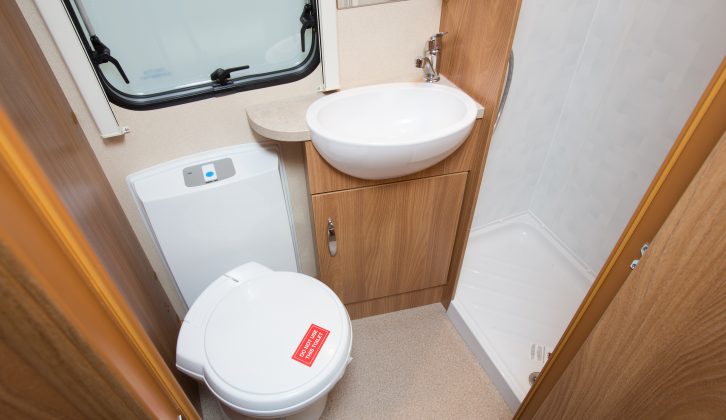 The washroom of the Sprite Major 6, reviewed by Practical Caravan, has a separate shower cubicle with its own light and plenty more besides
