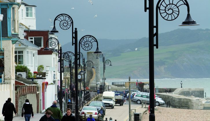 Ammonites adorn the street lights in Lyme Regis – let Practical Caravan's travel guide help you get the most from your caravan holidays in Dorset