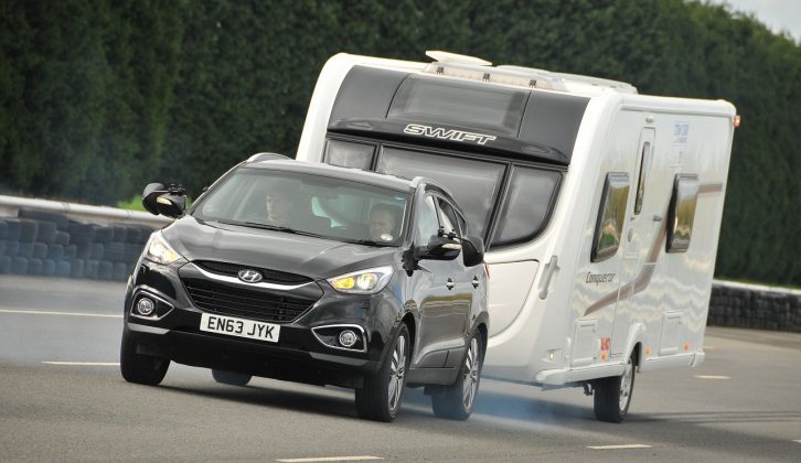 Each tow car goes through several demanding tests while towing a caravan, including an emergency stop