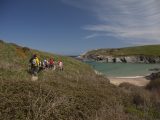 Turn your caravan holidays in Cornwall into walking holidays on the South West Coast Path – these walkers are going to Holywell, near Perranporth