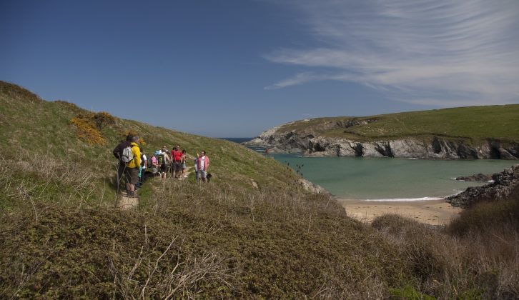 Turn your caravan holidays in Cornwall into walking holidays on the South West Coast Path – these walkers are going to Holywell, near Perranporth