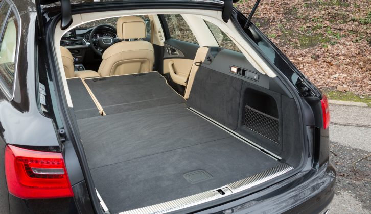 The load area of the Audi A6 Allroad is 1608 litres with the rear seats down, according to Practical Caravan's tow car experts in their comprehensive review
