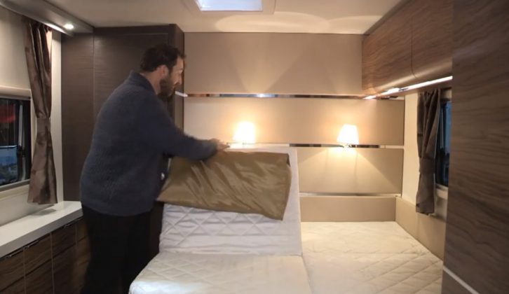 The split mattress in the fixed-bed Adria Astella Glam Edition Rio Grande won the approval of Practical Caravan's expert test team