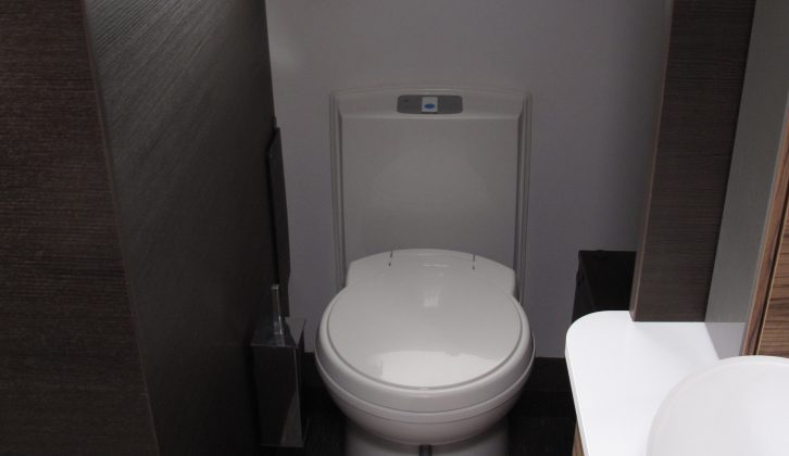 Reviewers from Practical Caravan noted the legroom around the swivel-seat toilet in the Adria Astella Glam Edition Rio Grande