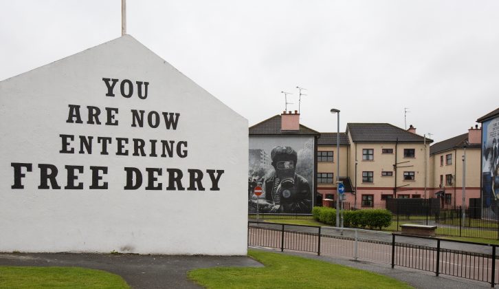 Visit the Bogside district's Free Derry Corner, made infamous by Bloody Sunday in 1972. Learn about The Troubles and the history of Northern Ireland during caravan holidays in Derry