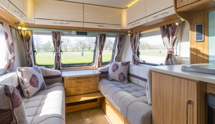 Practical Caravan's reviewers liked the upholstery and carpets in the spacious lounge of the Lunar Clubman Saros Edition SE