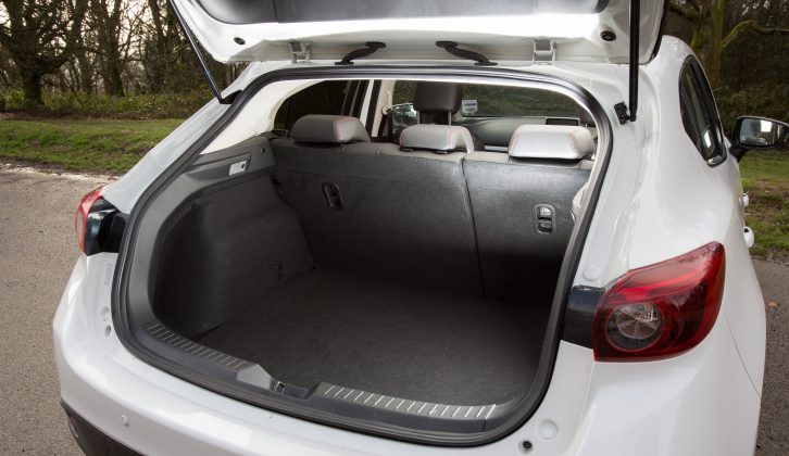 Practical Caravan's experts disapproved of the pronounced lip in the hatch of the Mazda 3's 364-litre boot