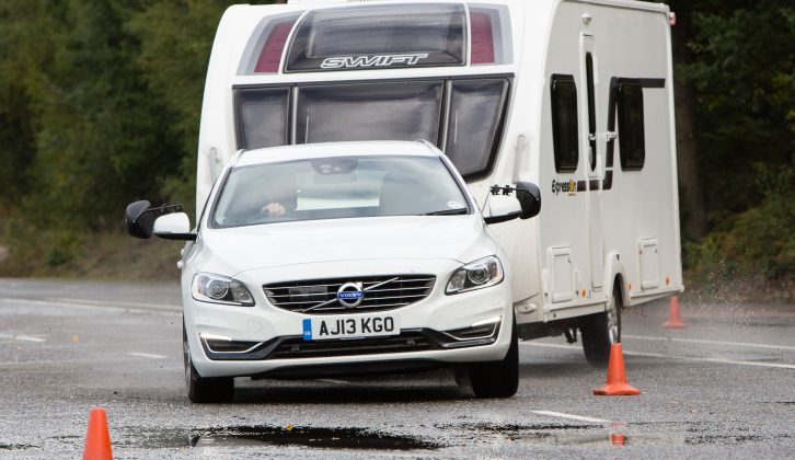 In Practical Caravan's lane-change test, the hybrid Volvo estate proved itself to be a rock-solid tow car